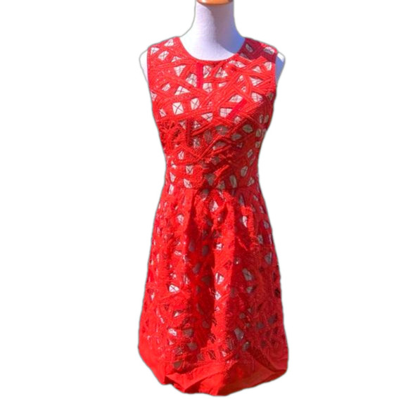 Lela Rose Silk embroidered beaded sleeveless midi dress Sz 6 - Picture 2 of 12